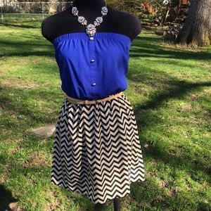 Francesca's Blue and chevron mini dress